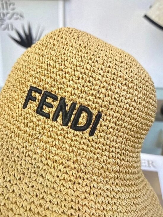 Fendi Classic Logo Woven Straw Sun Hat main image 8